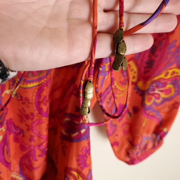 Lauren Ralph Lauren Blouse 100% Silk Paisley Boho Bohemian Flowy Top Sz L - Picture 5 of 11